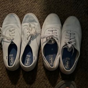 Two pair of white keds  size 8